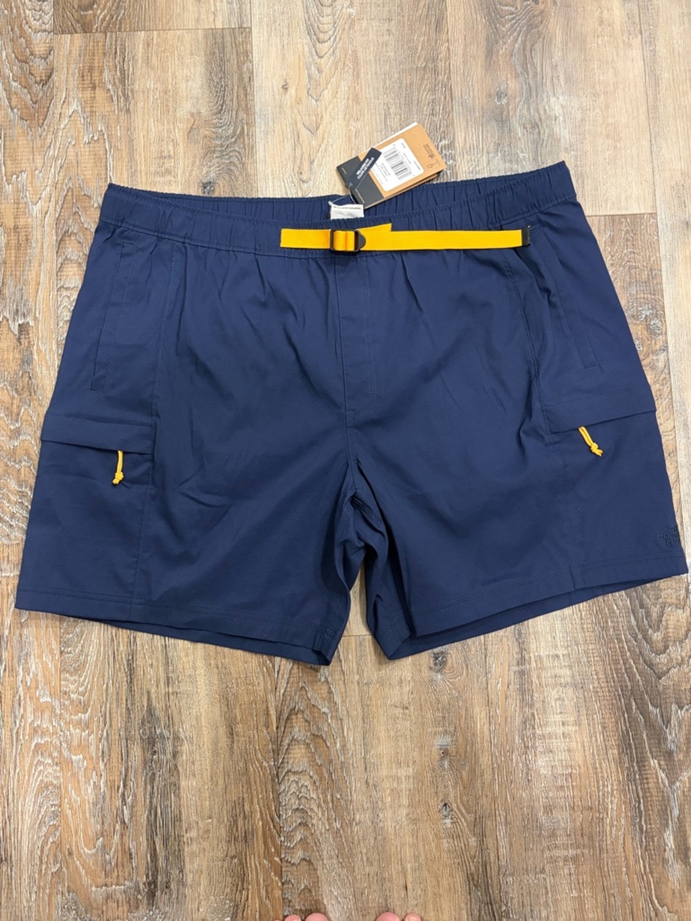 The North Face Navy Shorts with Yellow Accent, Men’s Size XXL